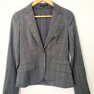 Theory Charcoal Checkered Blazer